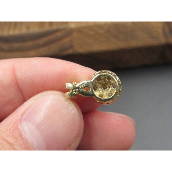 18" Sterling Silver Simple Diamond Chip Gold Plated Pendant Necklace Vintage - Picture 4 of 7